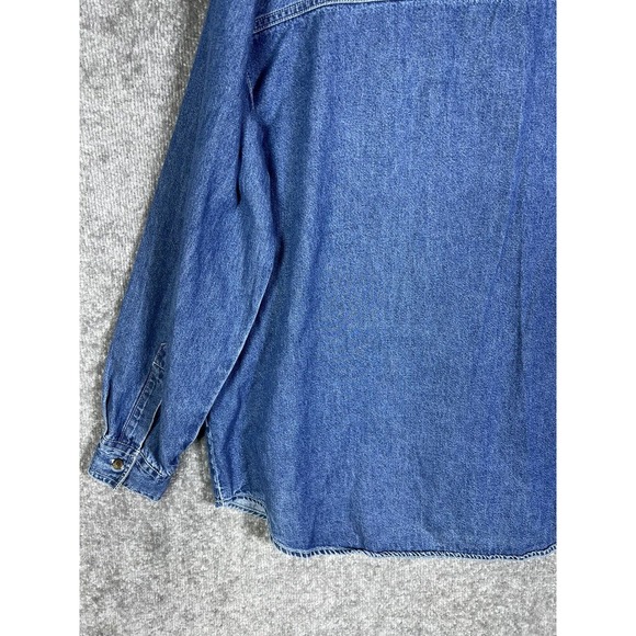 Vintage Nut Cracker Blue Denim Button Up Shirt Womens‎ XL Christmas Embroidery - Picture 12 of 14